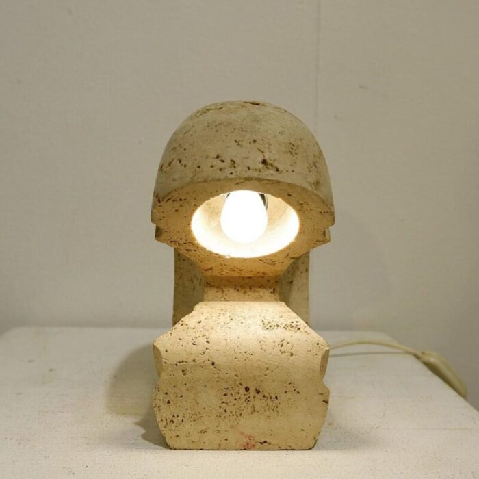 travertine table lamp attributed to giuliano cesari for luigi sormani italy 1960s 6935