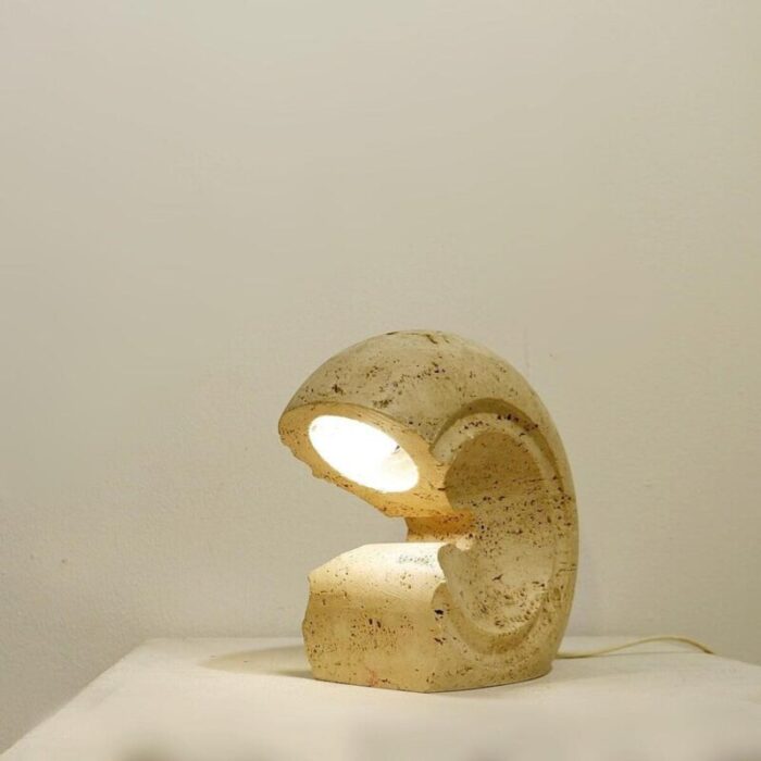 travertine table lamp attributed to giuliano cesari for luigi sormani italy 1960s 9663