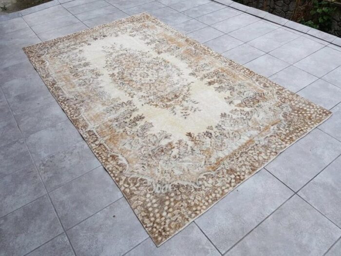 turkish beige area rug 1960s 2797