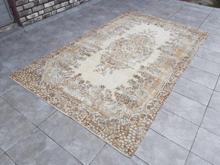 turkish beige area rug 1960s 8139