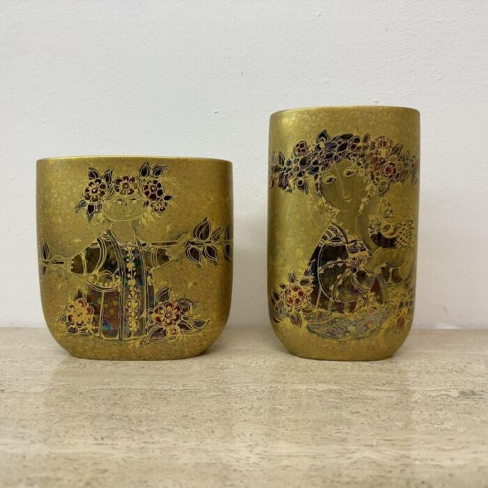 vases by bjorn wiinblad for rosenthal 1970s set of 2 1