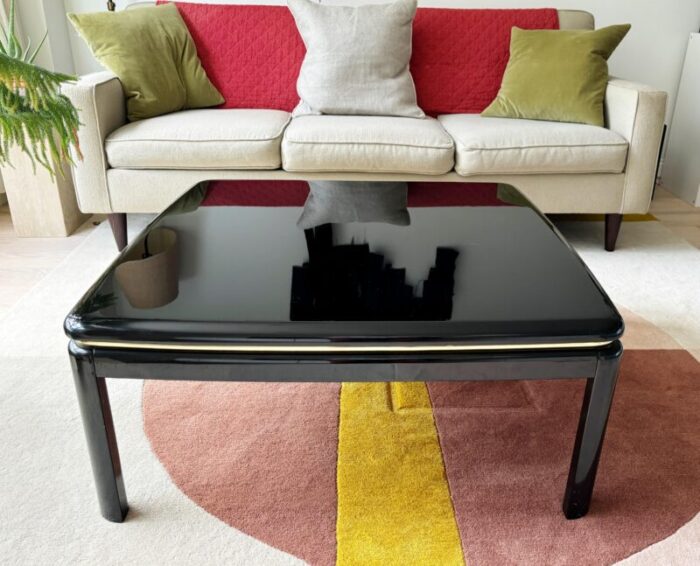 vintage 1980s postmodern black lacquer coffee table 3163