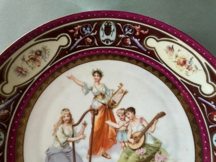 vintage antique royal vienna austrian porcelain artist signed scenic portrait plate 2342