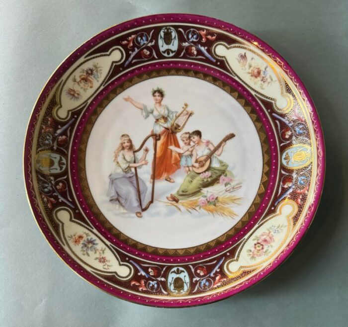 vintage antique royal vienna austrian porcelain artist signed scenic portrait plate 3956