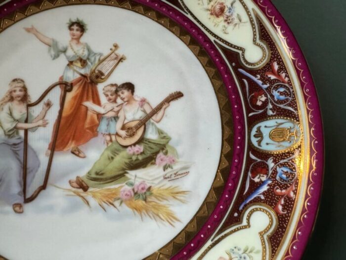 vintage antique royal vienna austrian porcelain artist signed scenic portrait plate 6970