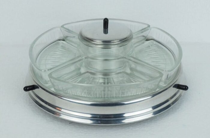 vintage art deco lazy susan relish server with rotating tray 1