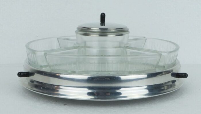 vintage art deco lazy susan relish server with rotating tray 3