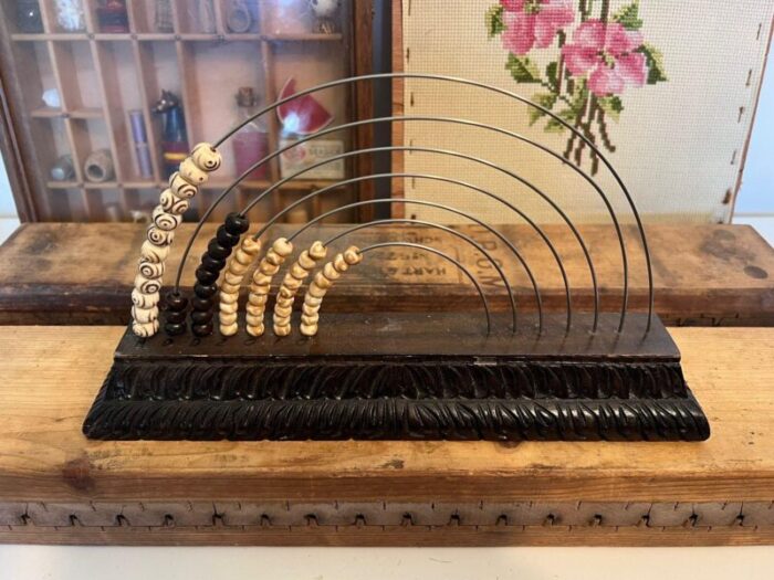 vintage beaded rainbow counting device seven rod arc abacus 7303