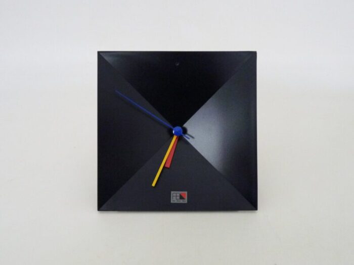 vintage black table clock by shiseido japan 1980s 2