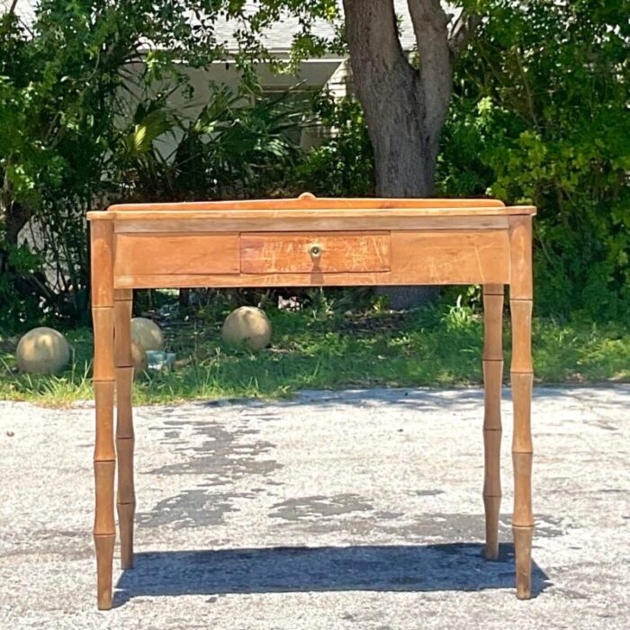 vintage boho 19th century carved bamboo writing desk 2563