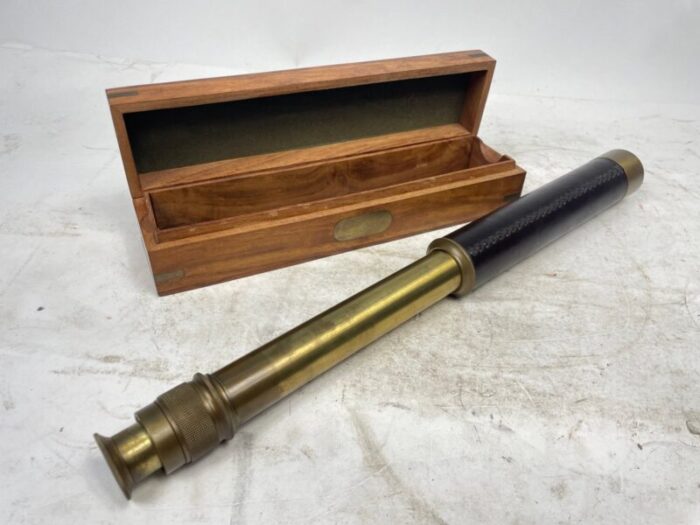 vintage brass telescope with mahogany case 1950s 1