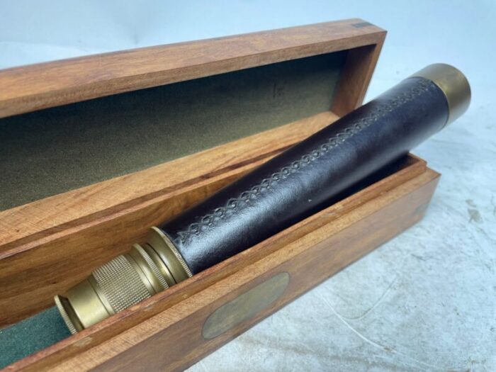 vintage brass telescope with mahogany case 1950s 6