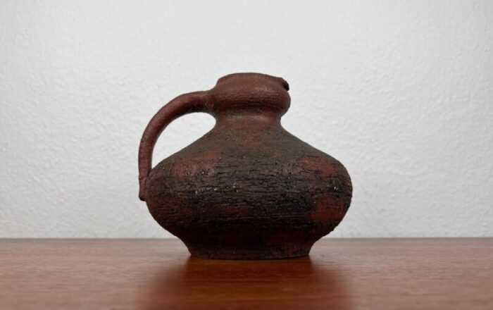 vintage brutalist german studio pottery carafe vase by gerhard liebenthron 1974 14