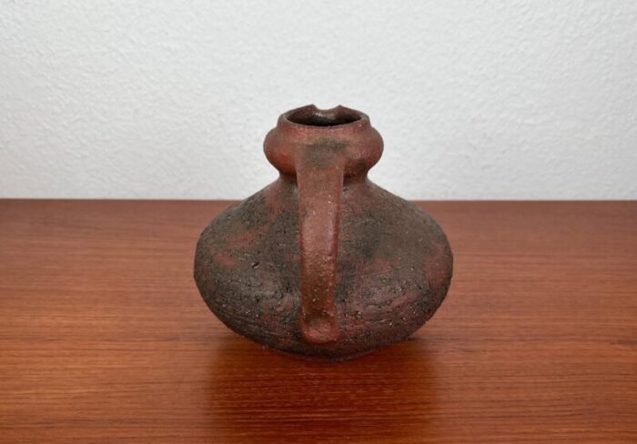 vintage brutalist german studio pottery carafe vase by gerhard liebenthron 1974 8