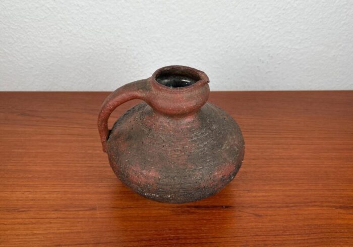 vintage brutalist german studio pottery carafe vase by gerhard liebenthron 1974 9