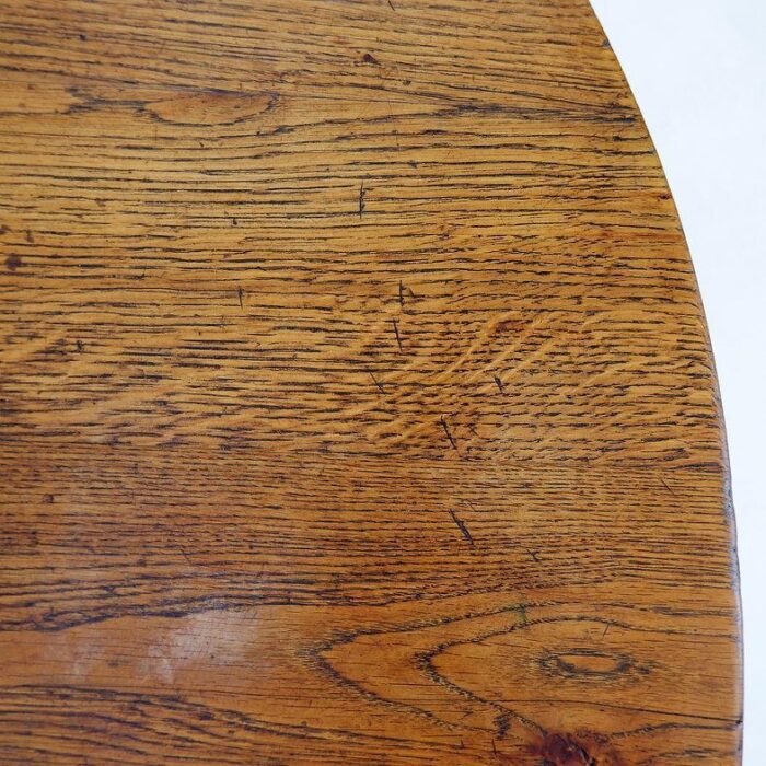 vintage brutalist round oak coffee table 1466