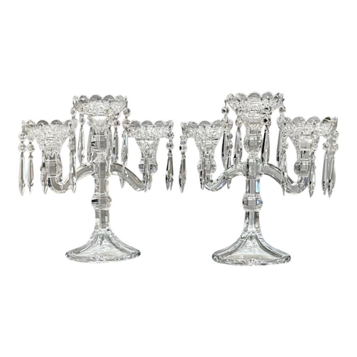 vintage candelabras crystal royal limited crystal czech republic with hanging crystals a pair 1266