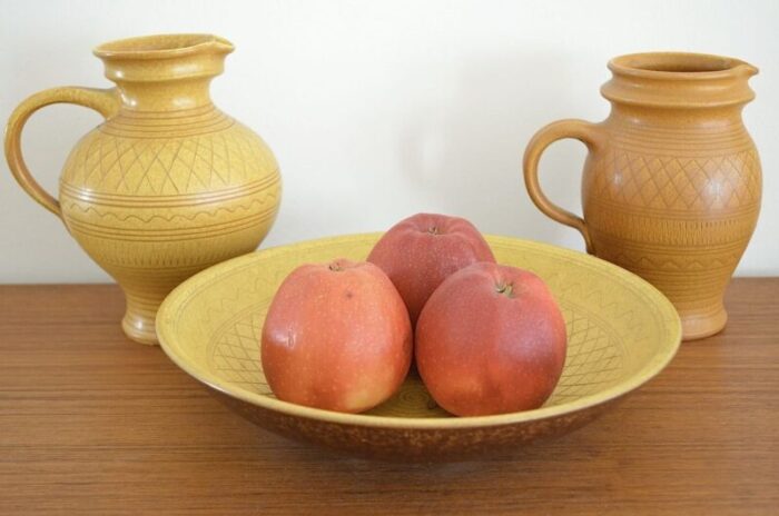 vintage ceramic set by wilhelm kagel 1950s set of 3 2