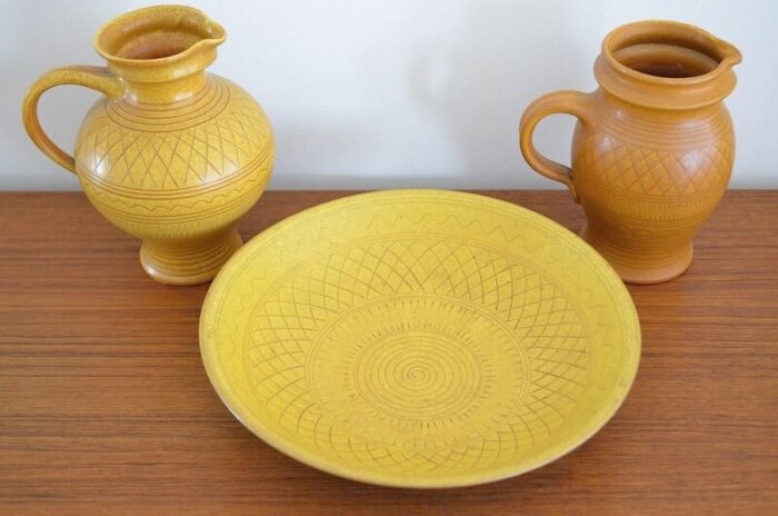 vintage ceramic set by wilhelm kagel 1950s set of 3 3