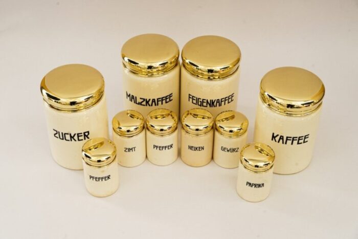 vintage ceramic spice jars 1930s set of 10 2