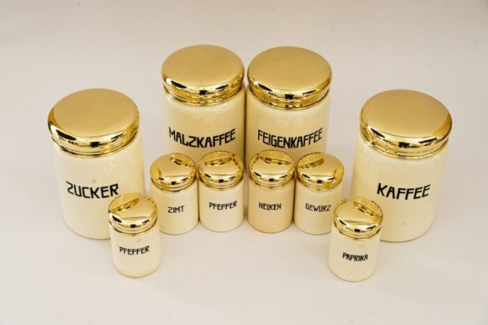 vintage ceramic spice jars 1930s set of 10 3