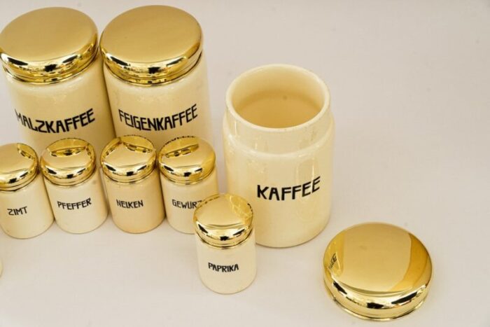 vintage ceramic spice jars 1930s set of 10 4