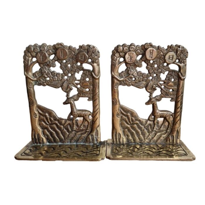 vintage chinese bookends in brass 1920s set of 2 1