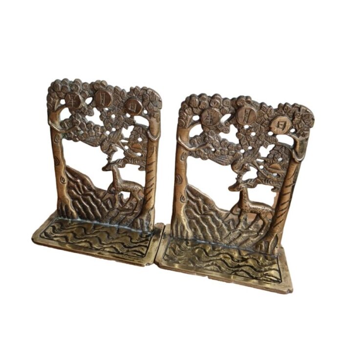 vintage chinese bookends in brass 1920s set of 2 2