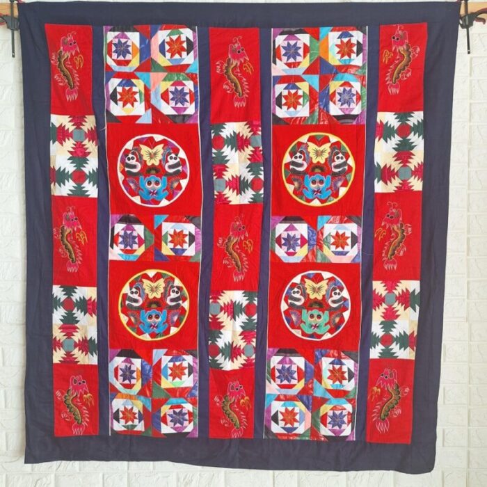 vintage chinese handmade folk art bai jia bei quilt 1