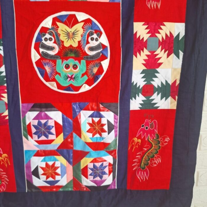 vintage chinese handmade folk art bai jia bei quilt 11