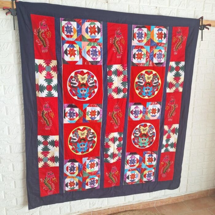 vintage chinese handmade folk art bai jia bei quilt 2