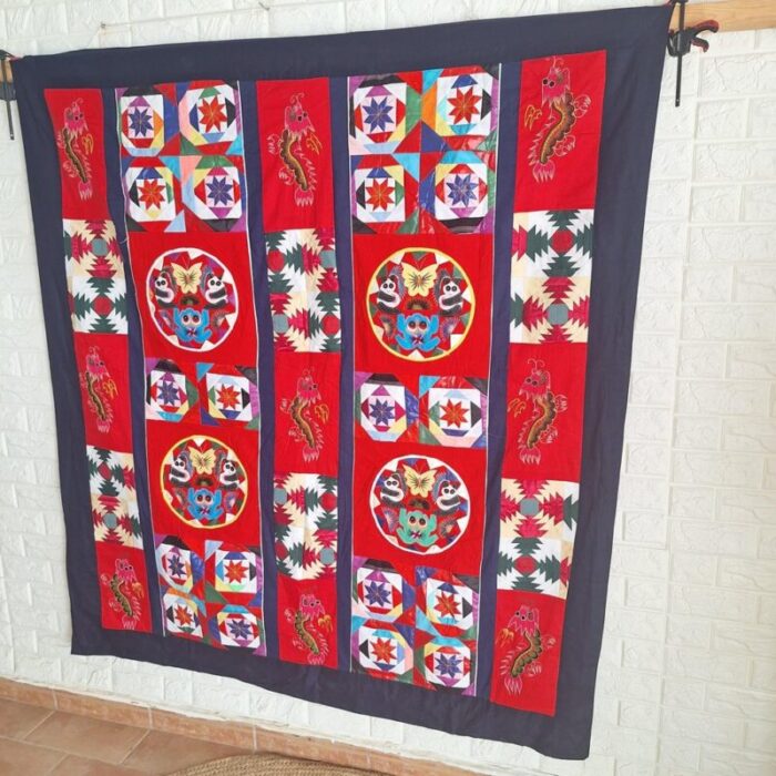 vintage chinese handmade folk art bai jia bei quilt 5