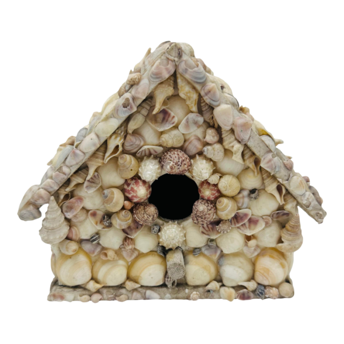 vintage coastal shell birdhouse 4723