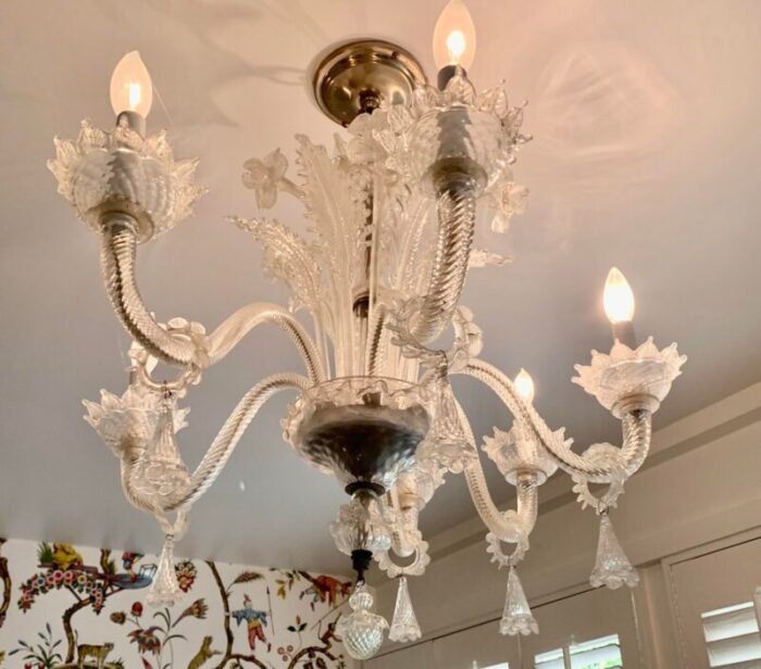 vintage crystal clear murano venetian glass chandelier 1758