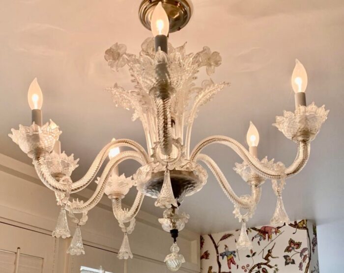 vintage crystal clear murano venetian glass chandelier 5918