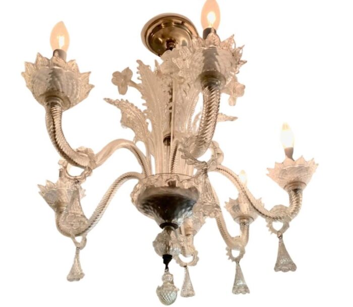 vintage crystal clear murano venetian glass chandelier 7015