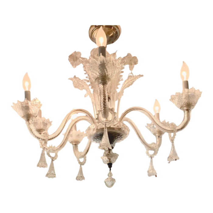 vintage crystal clear murano venetian glass chandelier 9189