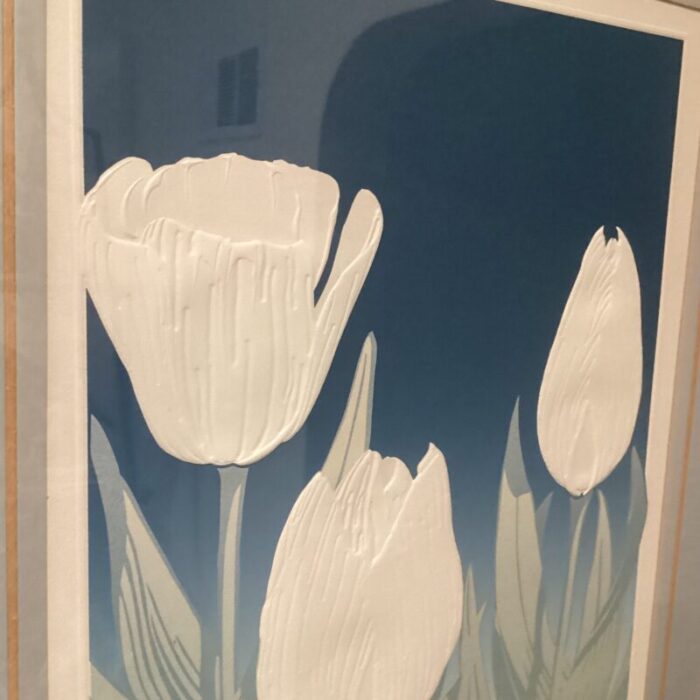 vintage david allgood embossed serigraph tulips 1982 signed framed 1518