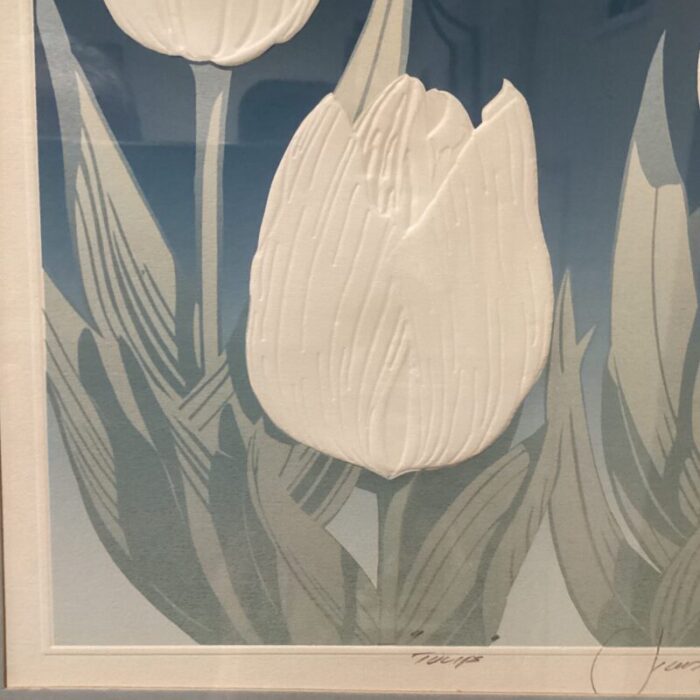 vintage david allgood embossed serigraph tulips 1982 signed framed 5440