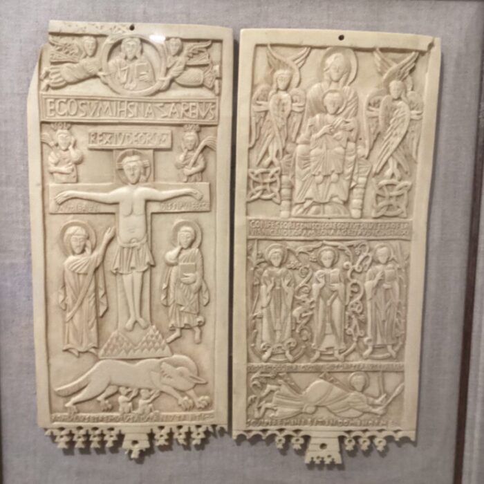 vintage diptych of rambona central italy late 9th early 10th century ivory vatican city reproduction from vatican museum 1220