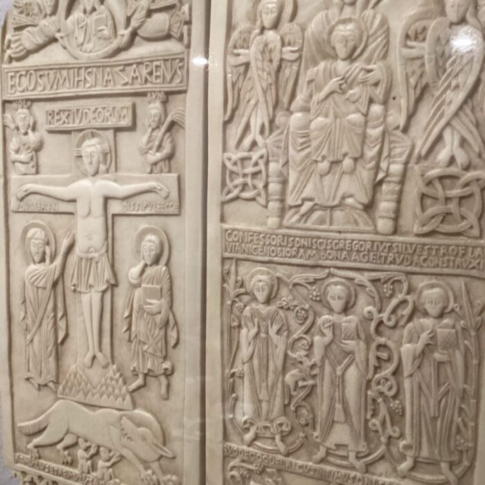 vintage diptych of rambona central italy late 9th early 10th century ivory vatican city reproduction from vatican museum 5869