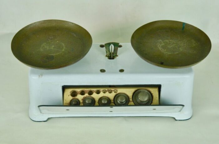 vintage french scale and weights set 1950s 7