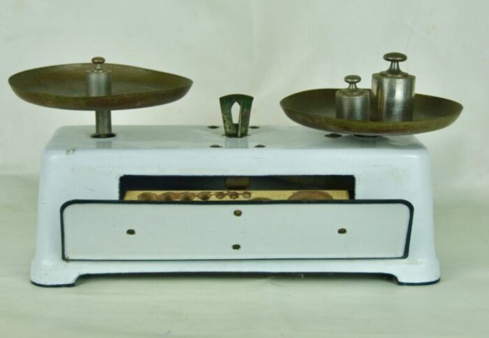 vintage french scale and weights set 1950s 9