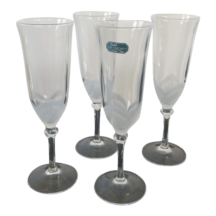 vintage genuine lead crystal fluted champagne glasses cristal darques durand set of 4 0787