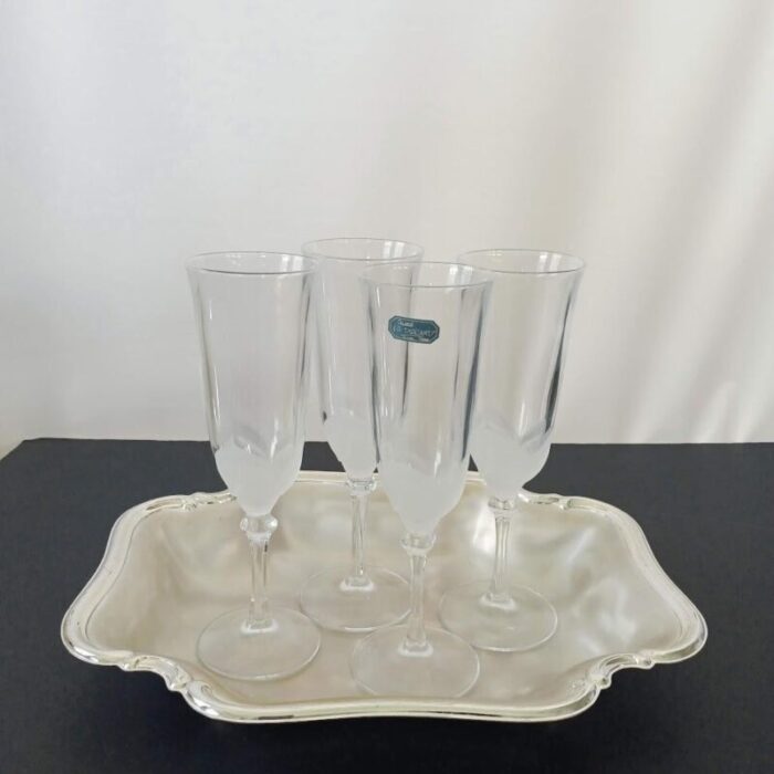 vintage genuine lead crystal fluted champagne glasses cristal darques durand set of 4 4487