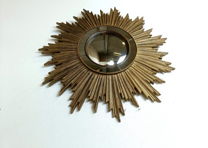 vintage golden sunburst mirror 1960s 1 1