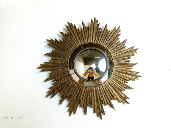 vintage golden sunburst mirror 1960s 2 1