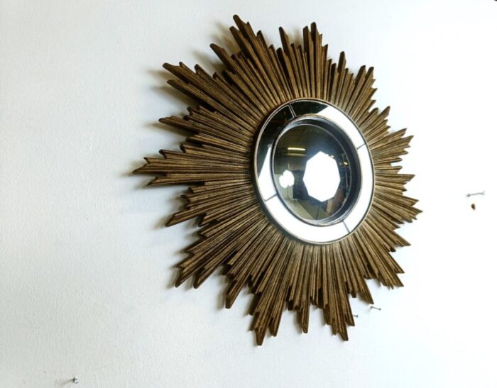 vintage golden sunburst mirror 1960s 4 1