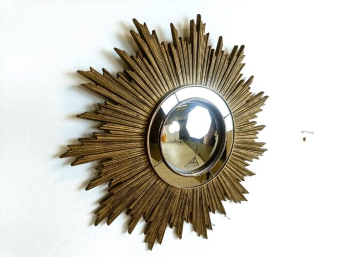 vintage golden sunburst mirror 1960s 5 1