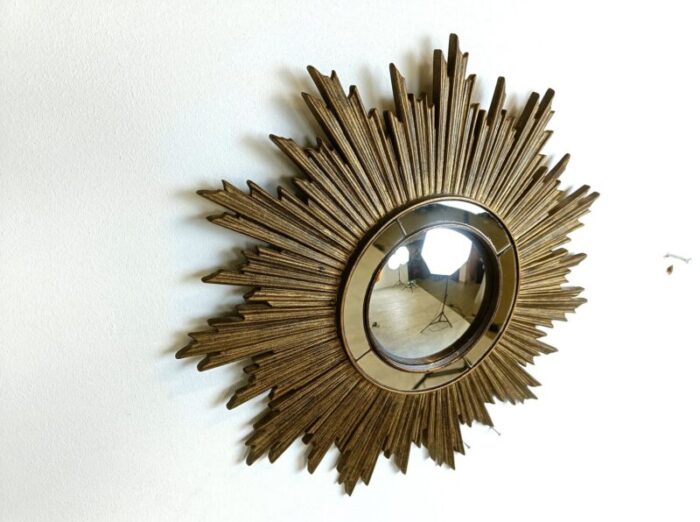 vintage golden sunburst mirror 1960s 6 1